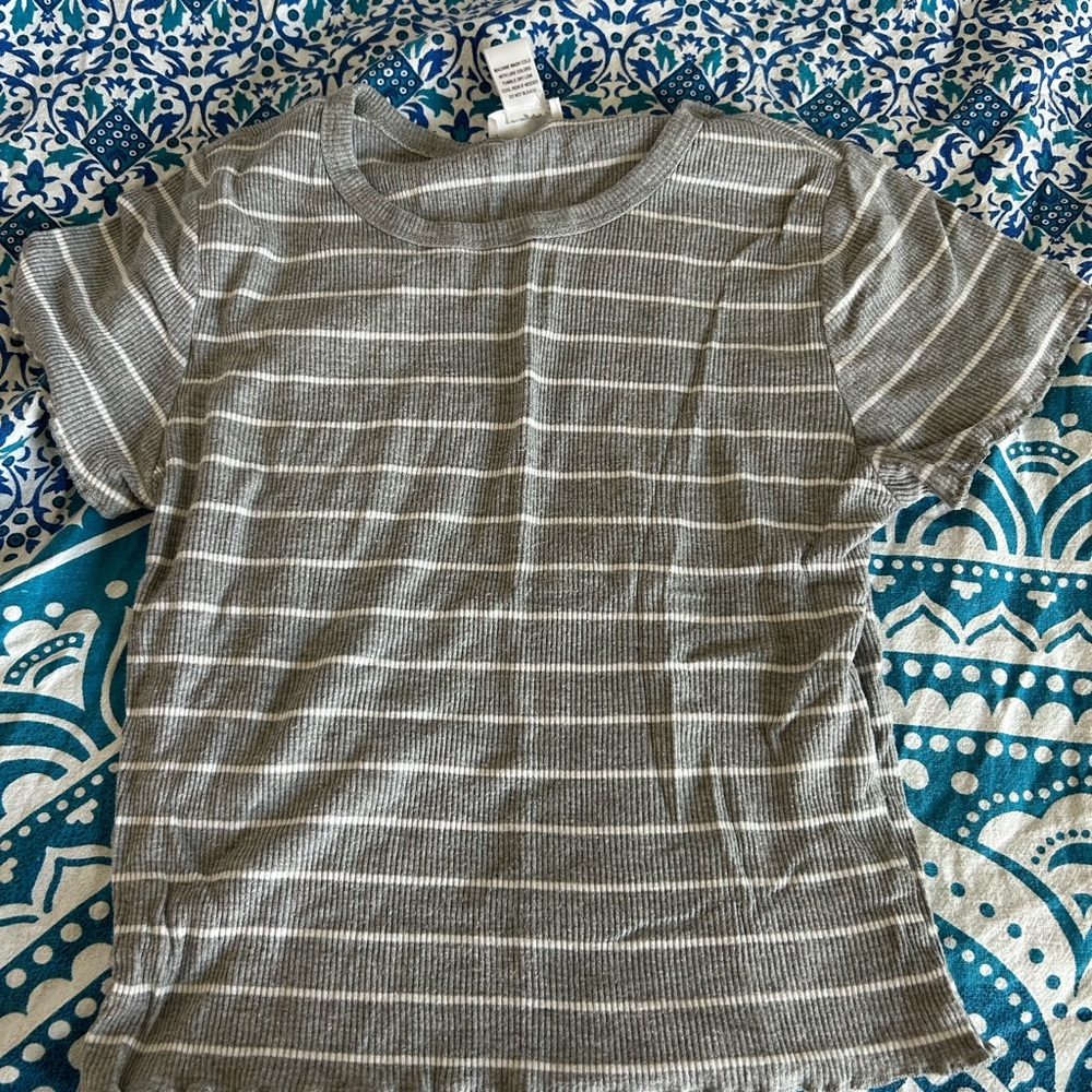 Grey striped crop top